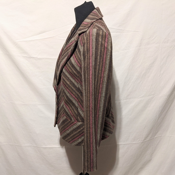 Elegance Paris Wool Striped 2 Button Blazer Jacket 12 - Picture 3 of 7